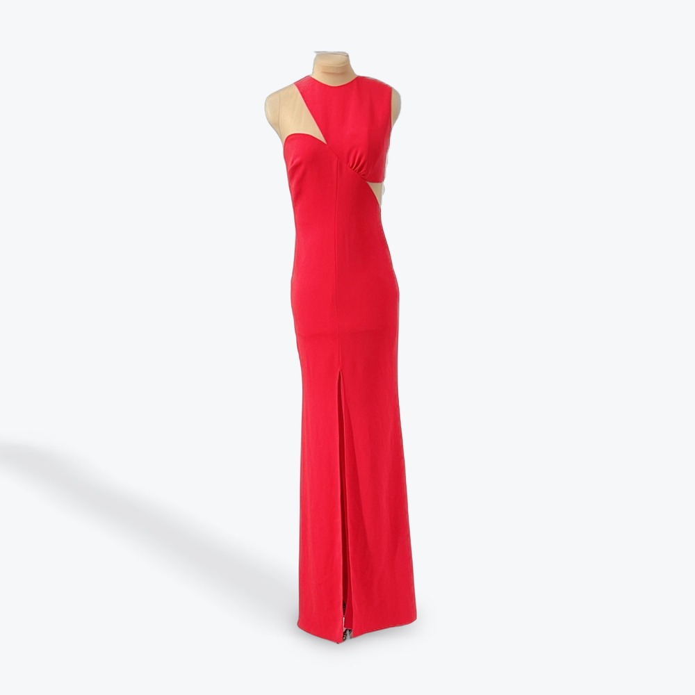 AIDA Nicole‎ Bakti Red Sleeveless Cutout High Slit Evening Formal Gown Dress